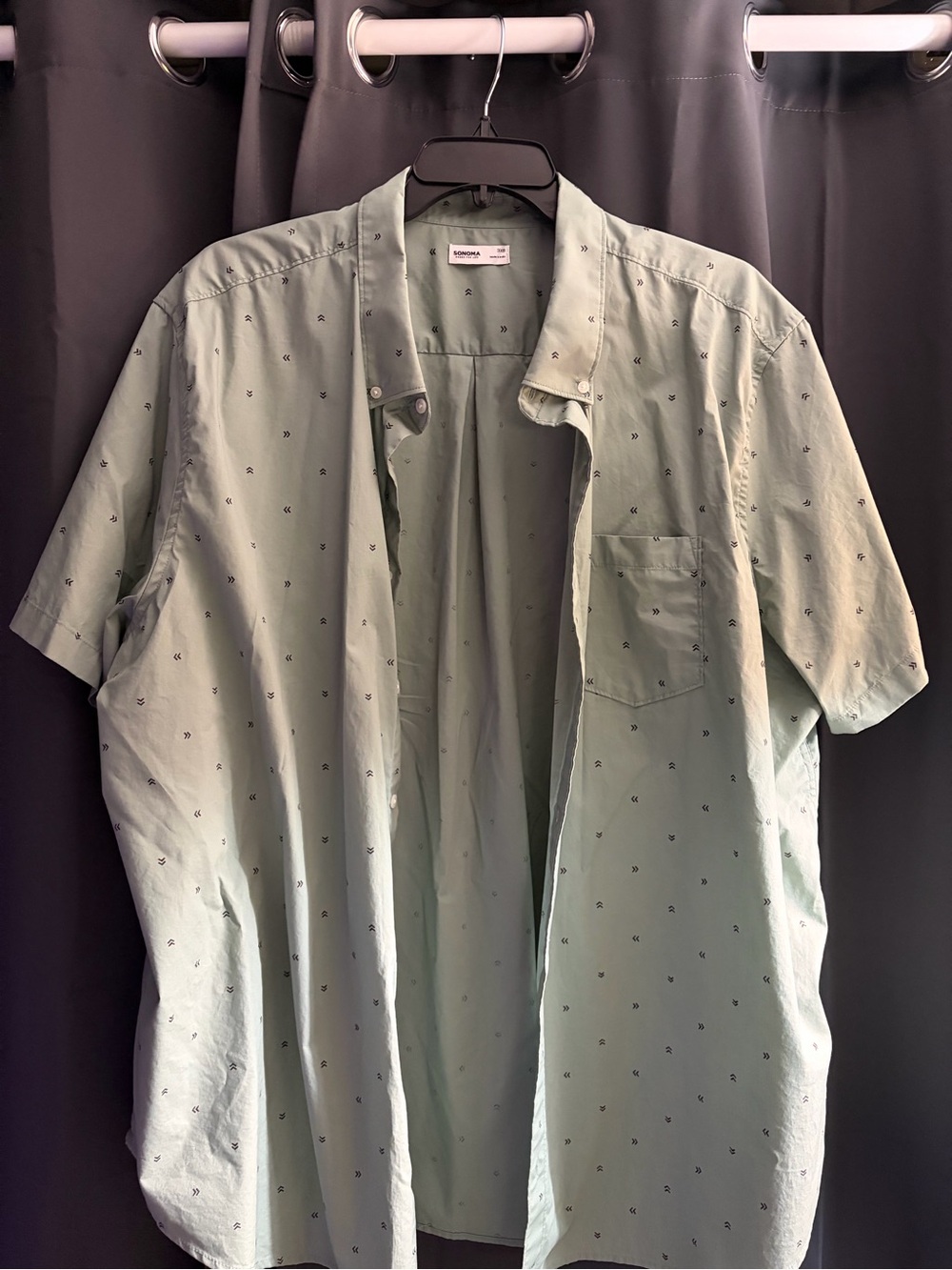 Sonoma Light Green Short-Sleeve Shirt Jacket with Micro Print